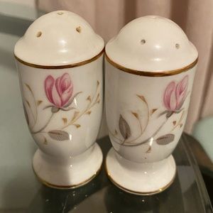 Antique Abalone China Salt and Pepper Shakers